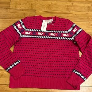 NWT-Vineyard Vines whale isle sweater, size 16 girls xl, berry color. Or…
